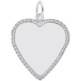 14K White Gold Large Classic Rope Heart Charm by Rembrandt Charms