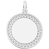Disc, Filigree Large Charm in Sterling Silver