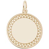Disc, Filigree Large Charm in Sterling Silver in 10k Gold
