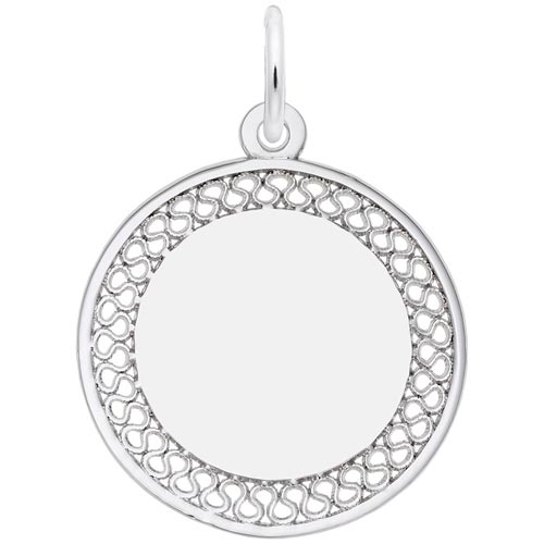 14k White Gold Medium Filigree Disc by Rembrandt Charms
