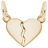 14K Gold Small Breaks Apart Heart Charm by Rembrandt Charms