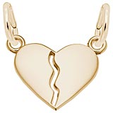 Gold Plated Small Breaks Apart Heart Charm by Rembrandt Charms