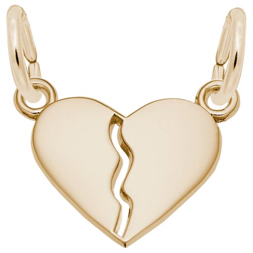 Gold Plated Small Breaks Apart Heart Charm by Rembrandt Charms