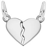 14K White Gold Small Breaks Apart Heart Charm by Rembrandt Charms