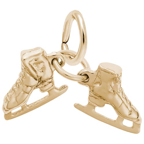 Rembrandt Ice Skates Accent Charm, 14K Yellow Gold