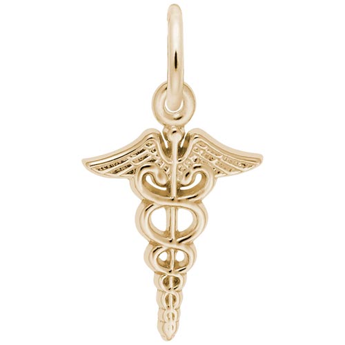 Rembrandt Small Caduceus Charm, 14K Yellow Gold