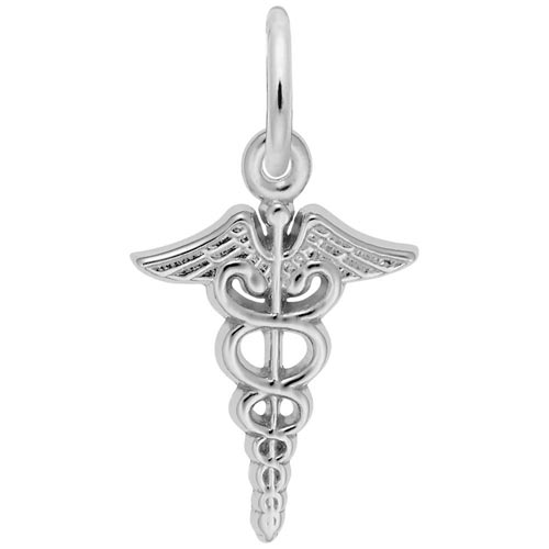 14K White Gold Small Caduceus Charm by Rembrandt Charms 14K White Gold Small Caduceus Charm by Rembrandt Charms