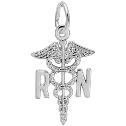 Sterling Silver Registered Nurse Caduceus Charm by Rembrandt Charms Sterling Silver Registered Nurse Caduceus Charm by Rembrandt Charms