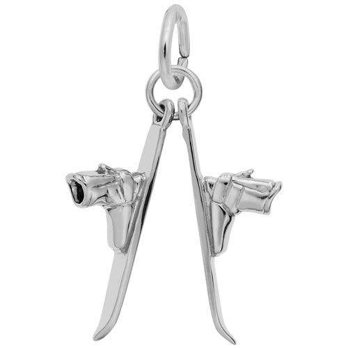 Rembrandt Pair of Skis Charm, Sterling Silver