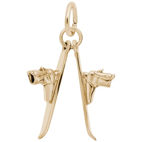 Rembrandt Pair of Skis Charm, 10K Yellow Gold