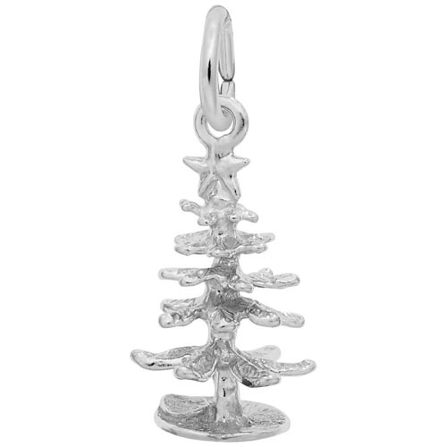 Rembrandt Small Christmas Tree Charm, 14K White Gold