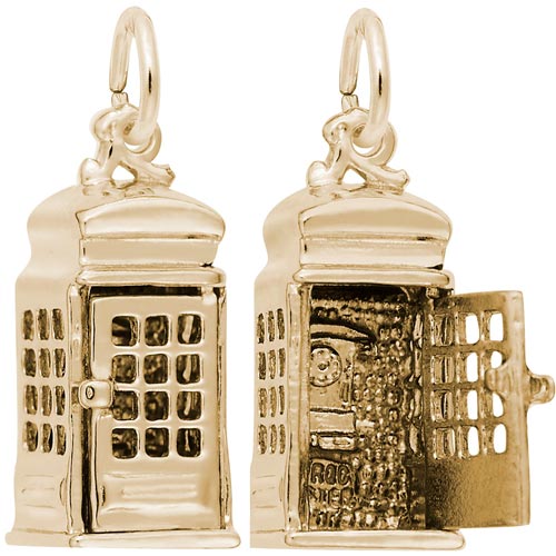 14K Gold Phone Booth Charm by Rembrandt Charms 14K Gold Phone Booth Charm by Rembrandt Charms