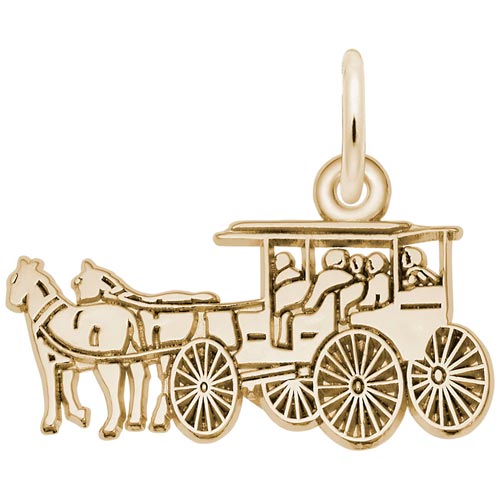 14K Gold Flat Horse and Carriage Charm by Rembrandt Charms
