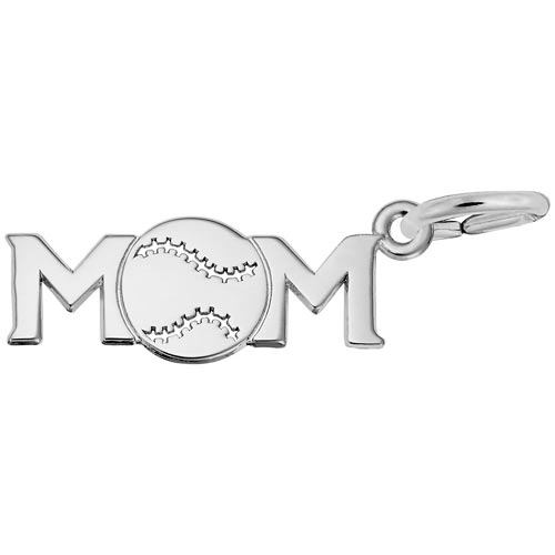 14K White Gold Baseball Mom Charm by Rembrandt Charms 14K White Gold Baseball Mom Charm by Rembrandt Charms