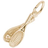 Gold Plate Tennis Racquet Pair Charm by Rembrandt Charms