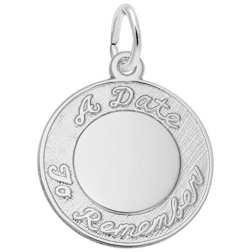 14k White Gold A Date To Remember Disc Charm by Rembrandt Charms