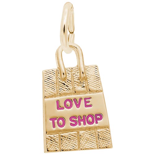 Gold Plated Love To Shop Bag Charm by Rembrandt Charms