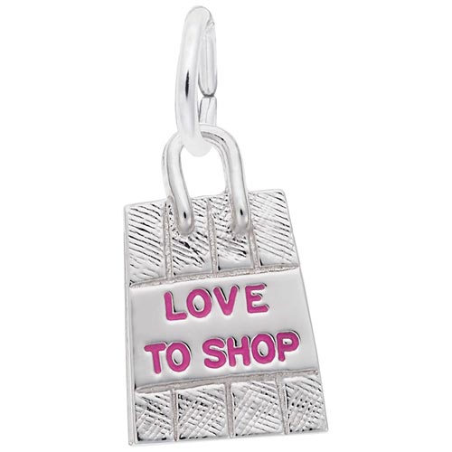 14K White Gold Love To Shop Bag Charm by Rembrandt Charms