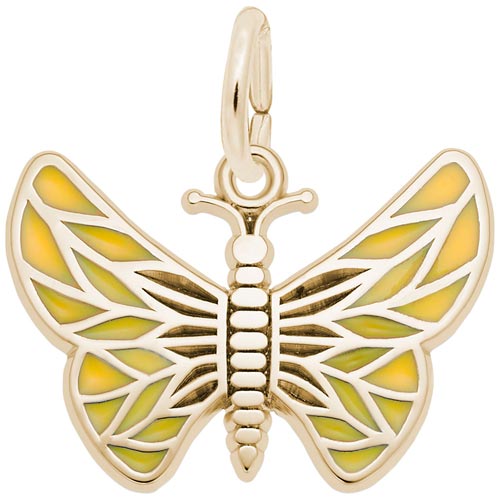 14k Gold Painted Wings Butterfly Charm by Rembrandt Charms