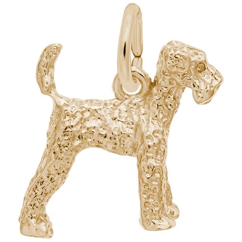 Rembrandt Airedale Dog Charm, 14k Yellow Gold