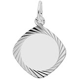 14K White Gold Square Dia Faceted Disc Charm by Rembrandt Charms