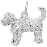14K White Gold Labradoodle Dog Charm