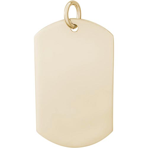Gold Plate Polished Finish Dog Tag Charm by Rembrandt Charms Gold Plate Polished Finish Dog Tag Charm by Rembrandt Charms