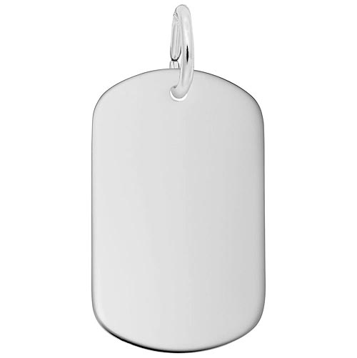 14K White Gold Small Dog Tag Charm by Rembrandt Charms