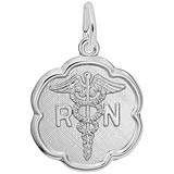 Rembrandt RN Caduceus Scalloped Disc Charm, 14k White Gold