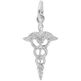 Rembrandt Caduceus Charm, 14k White Gold