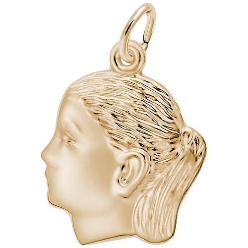 Rembrandt Girls Head Charm, Gold Plate