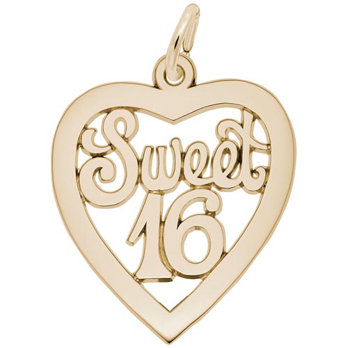 Rembrandt Sweet Sixteen Open Heart Charm, 14K Yellow Gold