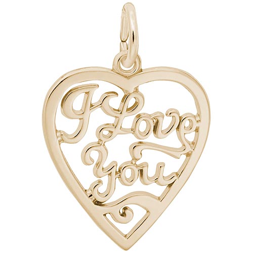 Rembrandt I Love You Open Heart Charm, 14k Yellow Gold