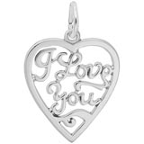 Rembrandt I Love You Open Heart Charm, Sterling Silver