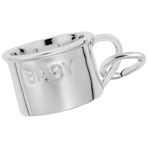 14K White Gold Inscribed Baby Cup Charm by Rembrandt Charms 14K White Gold Inscribed Baby Cup Charm by Rembrandt Charms