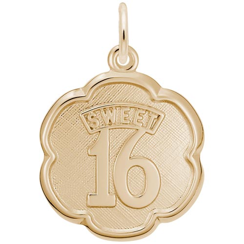 10K Gold Sweet Sixteen Scalloped Disc by Rembrandt Charms 10K Gold Sweet Sixteen Scalloped Disc by Rembrandt Charms