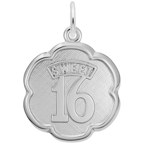 Sterling Silver Sweet Sixteen Scalloped Disc by Rembrandt Charms Sterling Silver Sweet Sixteen Scalloped Disc by Rembrandt Charms