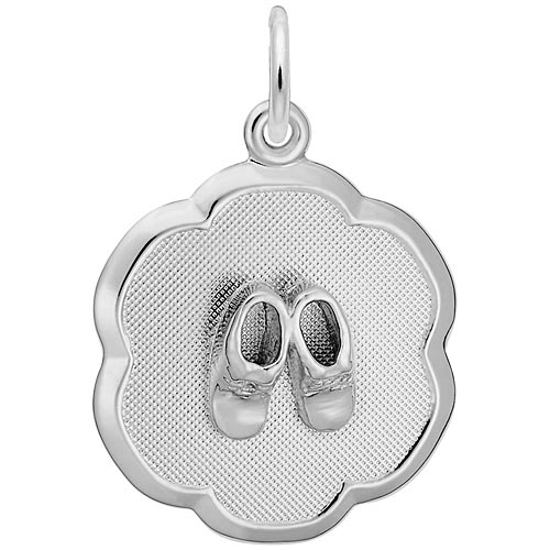 14K White Gold Baby Booties Scalloped Charm by Rembrandt Charms 14K White Gold Baby Booties Scalloped Charm by Rembrandt Charms