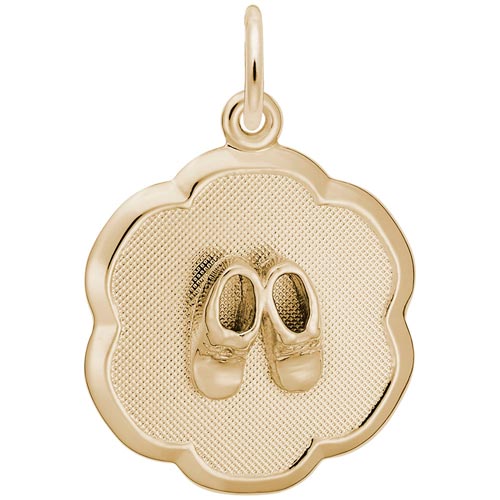 14K Gold Baby Booties Scalloped Charm by Rembrandt Charms