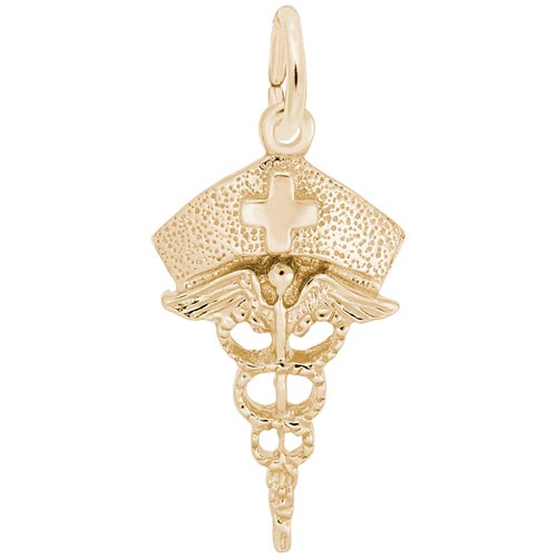 10K Gold Nurses Hat Caduceus Charm by Rembrandt Charms 10K Gold Nurses Hat Caduceus Charm by Rembrandt Charms