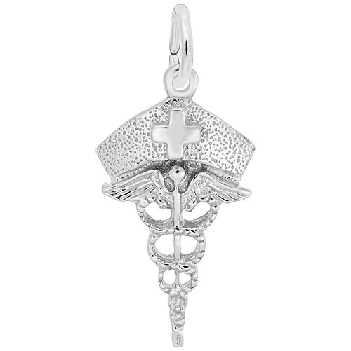 14K White Gold Nurses Hat Caduceus Charm by Rembrandt Charms 14K White Gold Nurses Hat Caduceus Charm by Rembrandt Charms