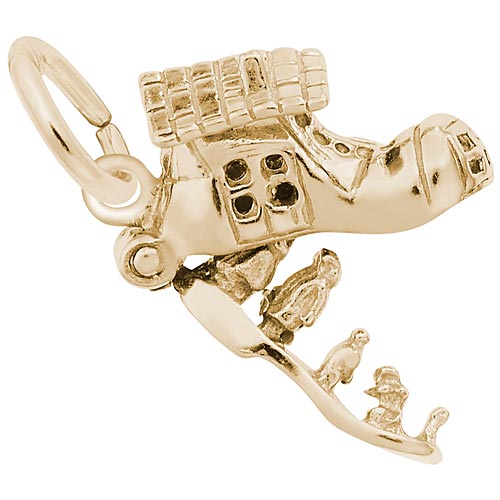 Rembrandt Charms Baby Shoe Charm with Simulated Aquamarine, 14K