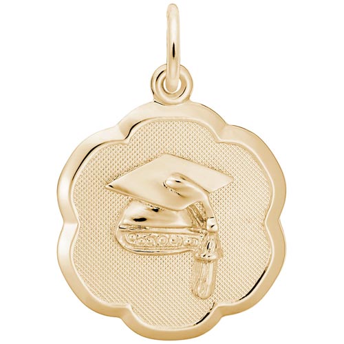 14k Gold Grad Cap Scalloped Disc Charm by Rembrandt Charms 14k Gold Grad Cap Scalloped Disc Charm by Rembrandt Charms