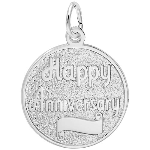Sterling Silver Happy Anniversary Disc Charm Sterling Silver Happy Anniversary Disc Charm