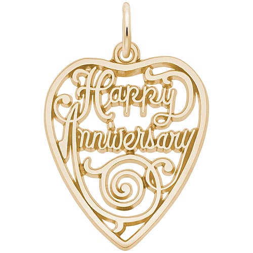 14K Gold Happy Anniversary Heart Charm