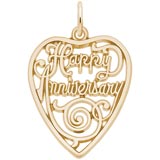 10K Gold Happy Anniversary Heart Charm