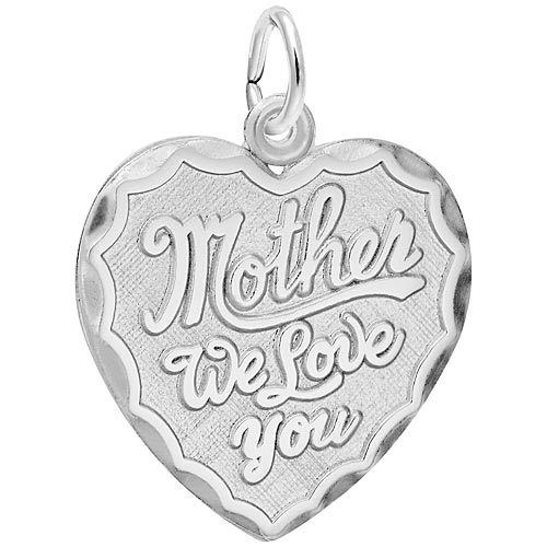 14K White Gold Mother We Love You Heart Charm by Rembrandt Charms