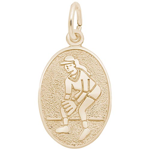 14K Gold Female Softball Player Charm by Rembrandt Charms