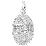 14K White Gold Volleyball Player Charm by Rembrandt Charms
