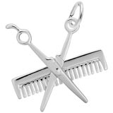 14K White Gold Comb And Scissors Charm by Rembrandt Charms